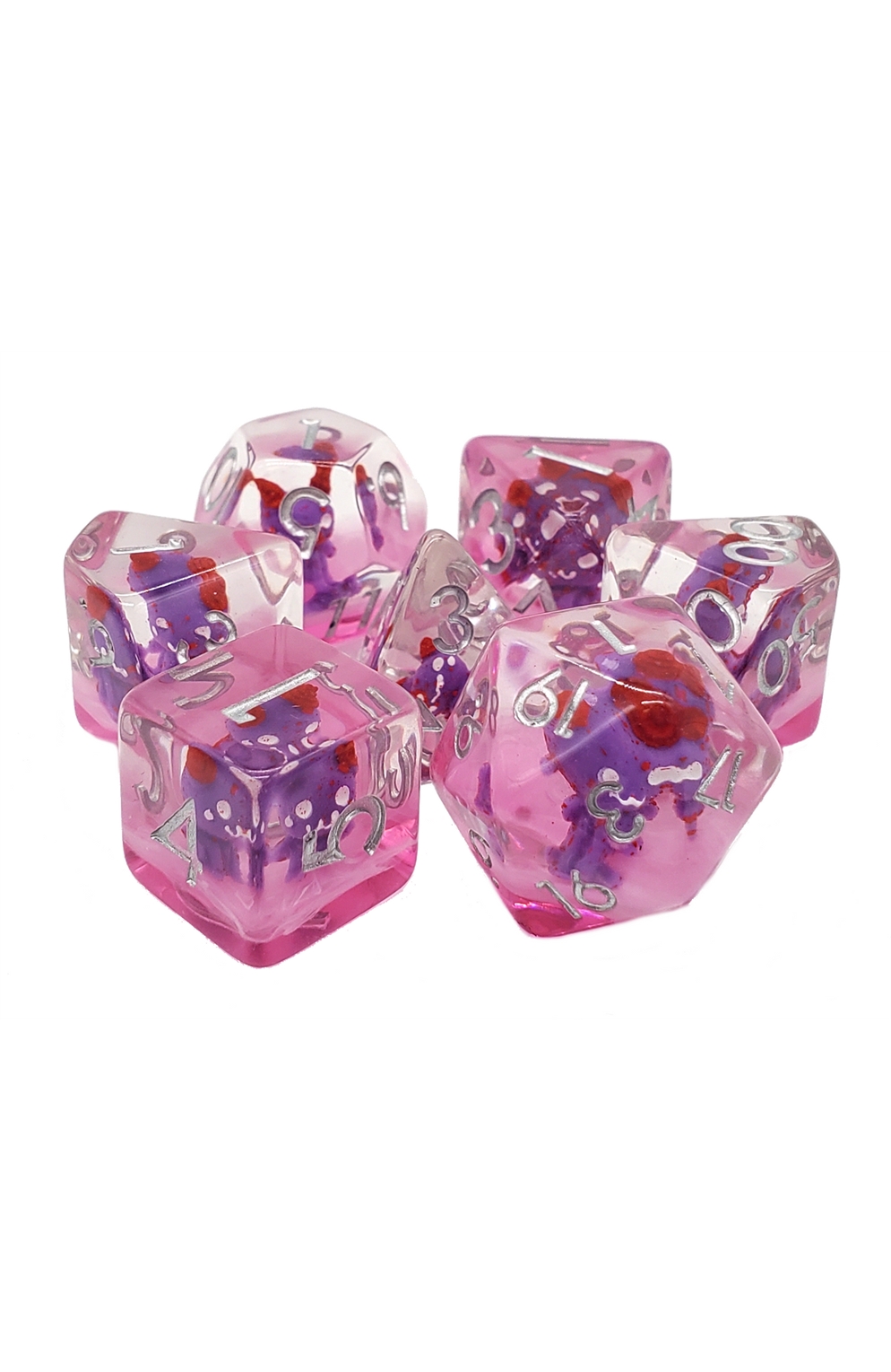 Old School 7 Piece Dnd Rpg Dice Set: Infused - Demon - Purple