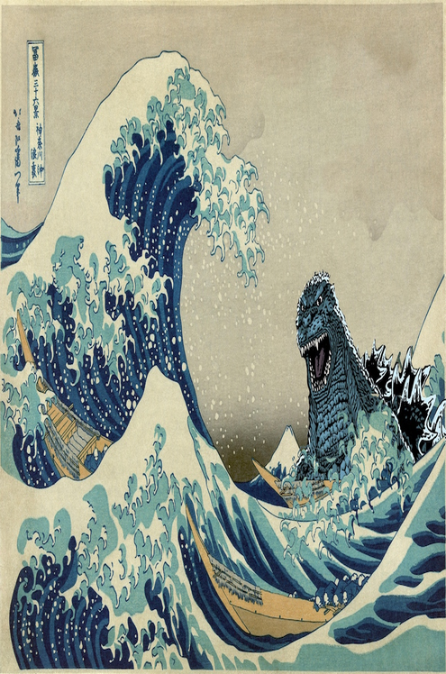 Godzilla Vs The Great Wave Poster