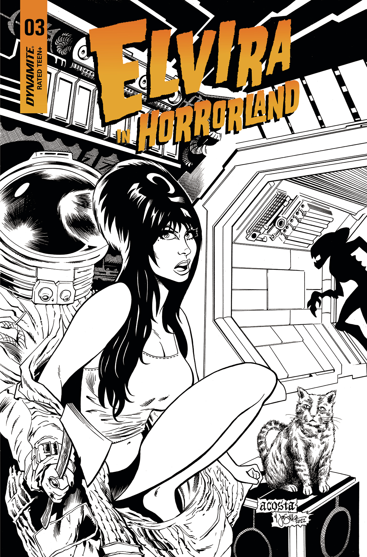 Elvira In Horrorland #3 Cover E 1 for 10 Incentive Acosta Black & White