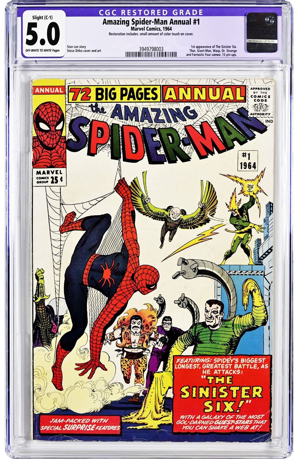 Amazing Spider-Man Annual #1 (1964) Cgc 5.0 Vg/Fn (O)