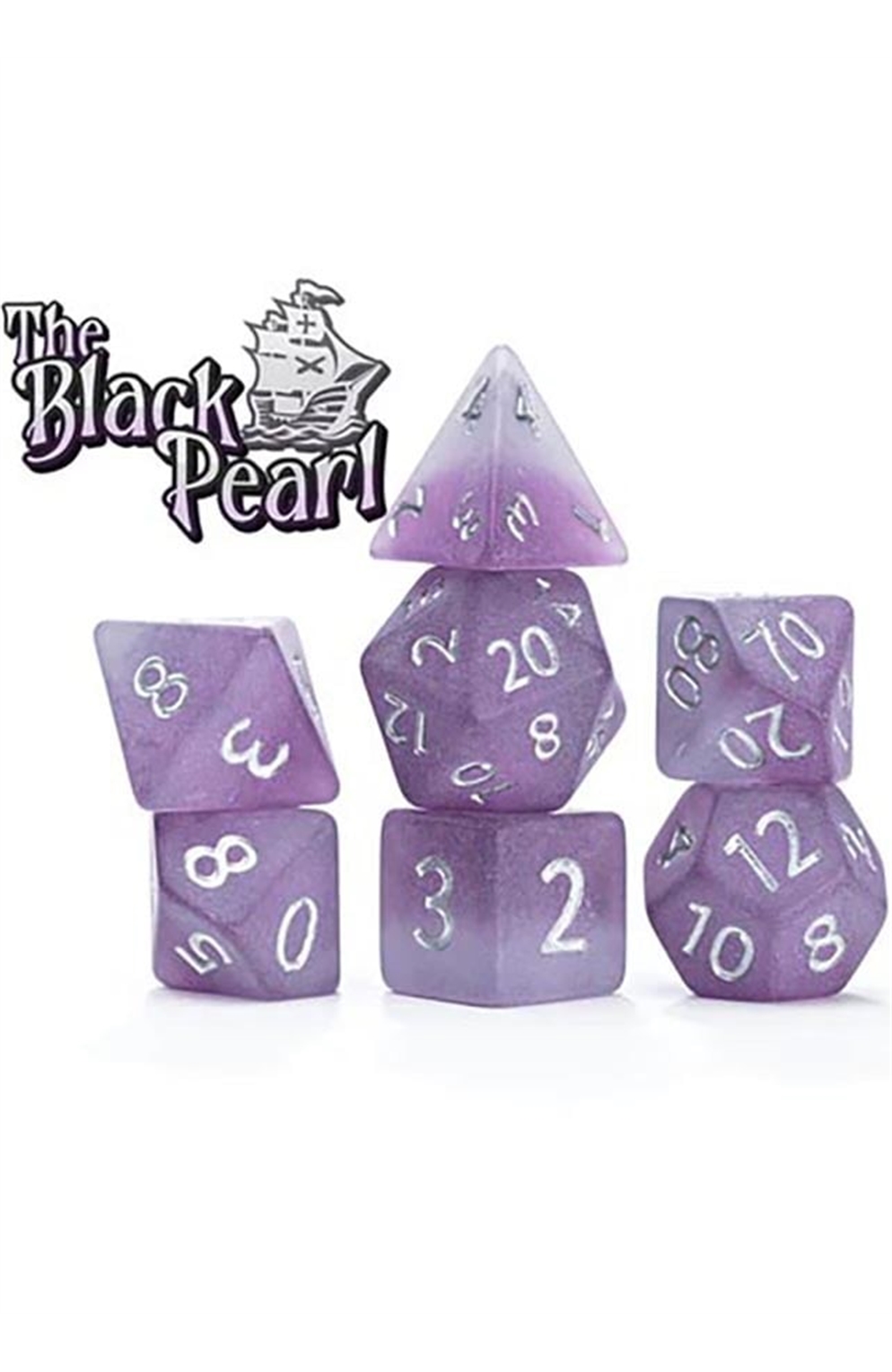 Gate Keeper Sea Glass Dice - 7-Die Set "Black Pearl" (Purple Violet)