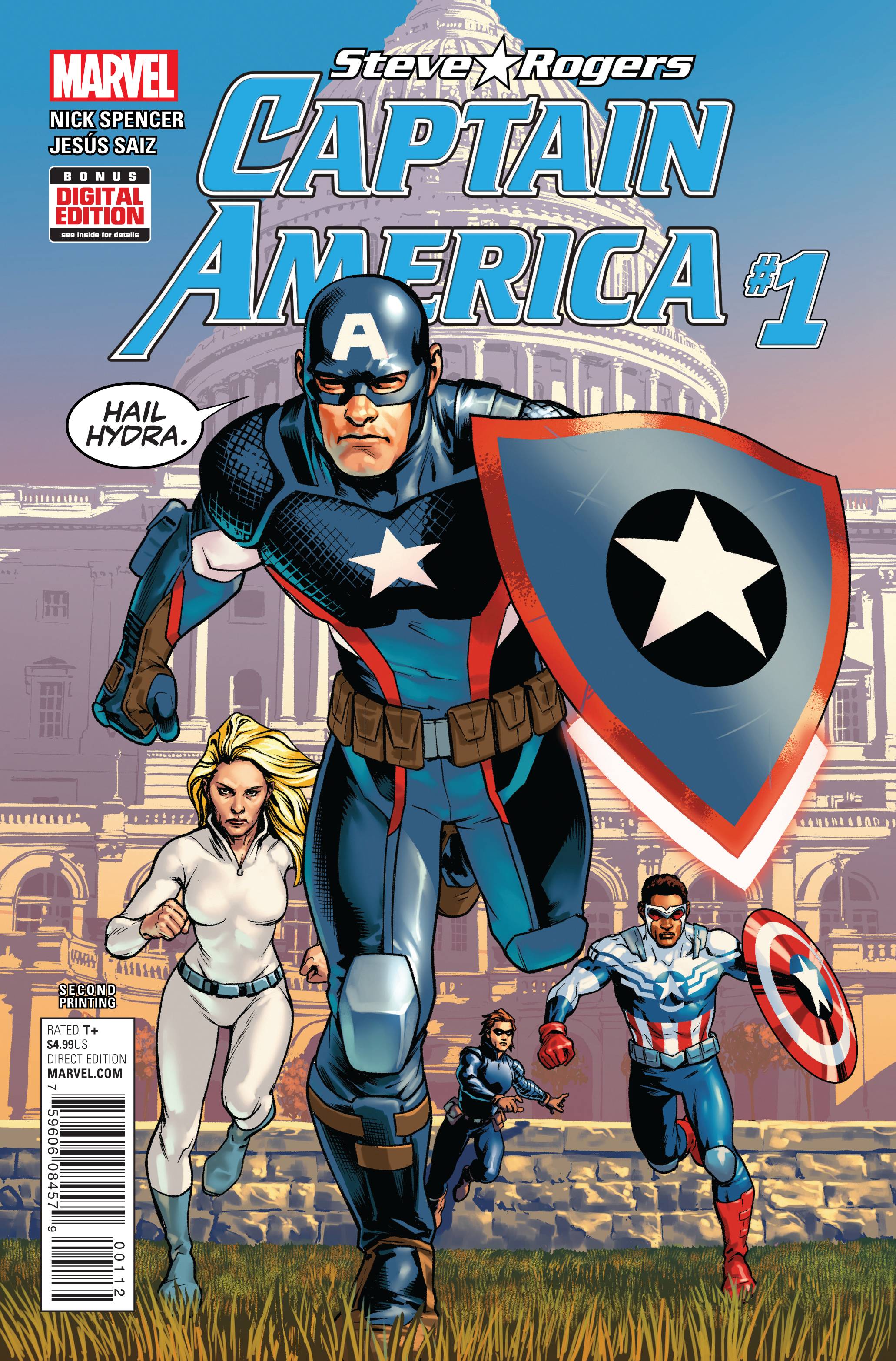 Captain America Steve Rogers #1 (Saiz 2nd Printing Variant) (2016)