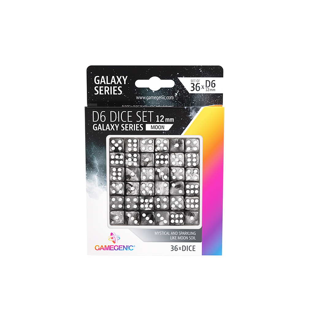 Galaxy Series - Moon - D6 Dice Set 12 Mm