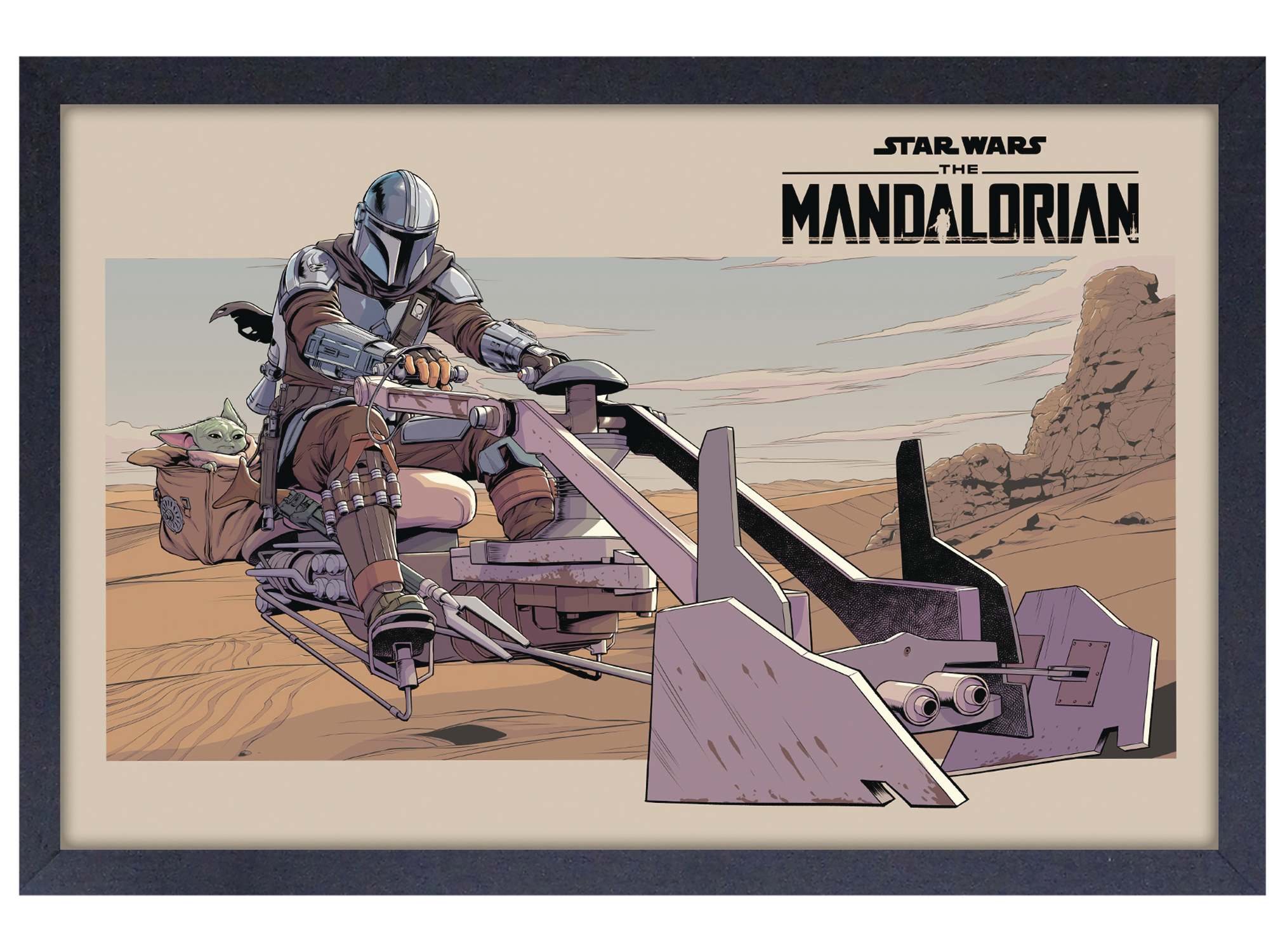 Star Wars The Mandalorian Speeder 11x17 Framed Print