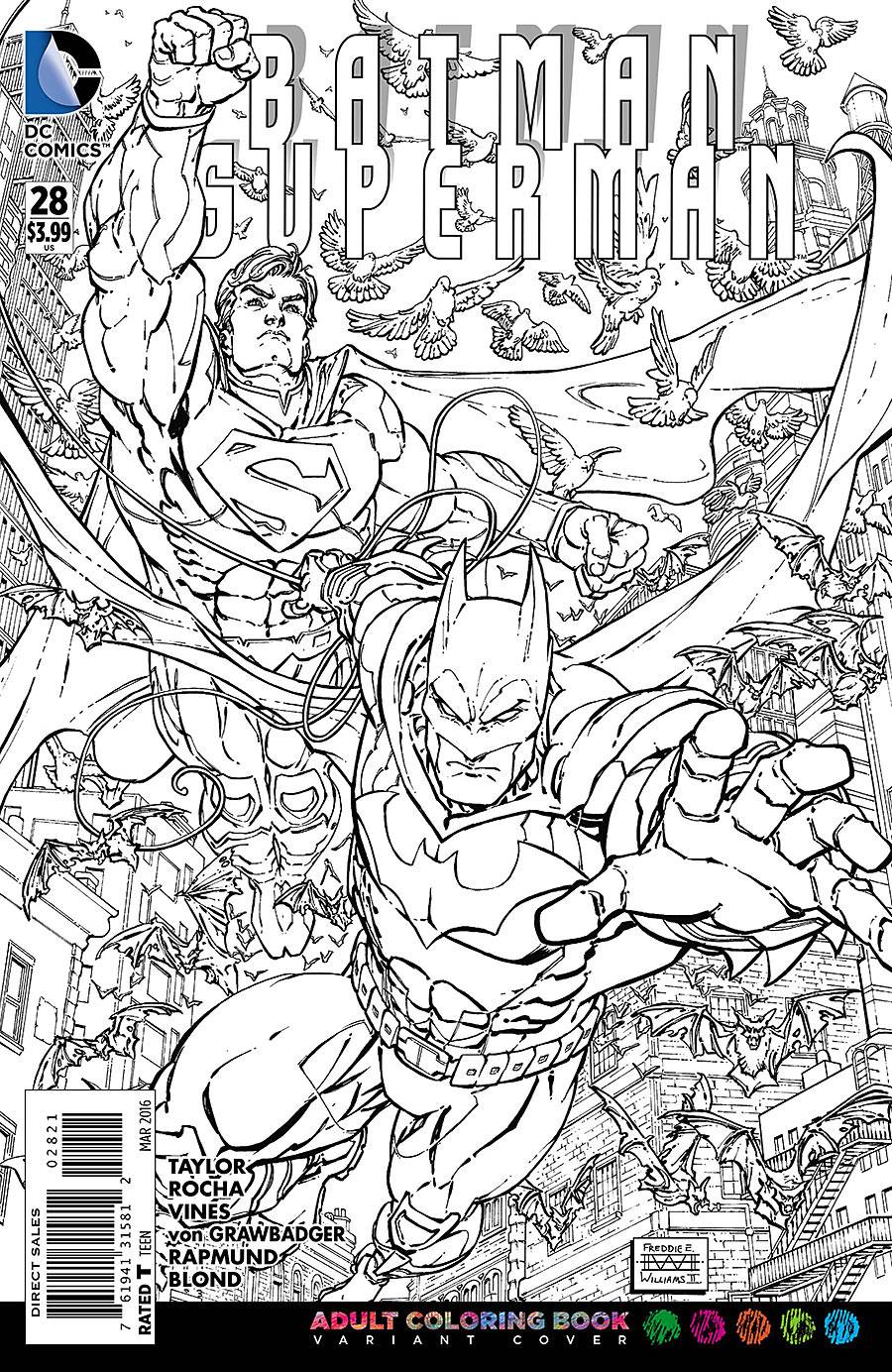 Batman Superman #28 (2013) Adult Coloring Book Variant