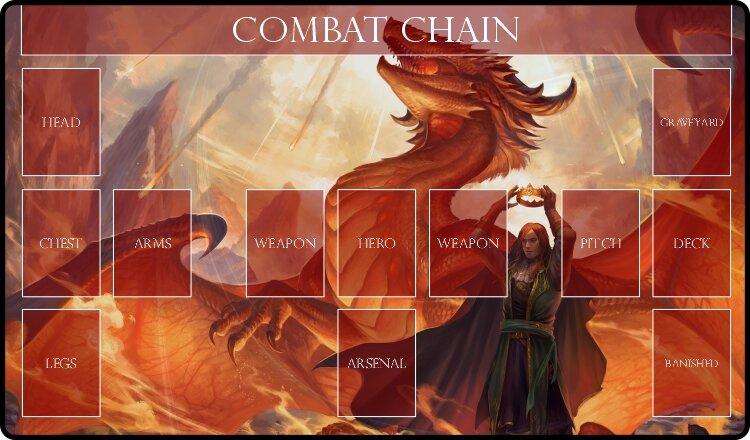 Flesh & Blood TCG Compatible Red Mage (With Dragon) Playmat With Zones