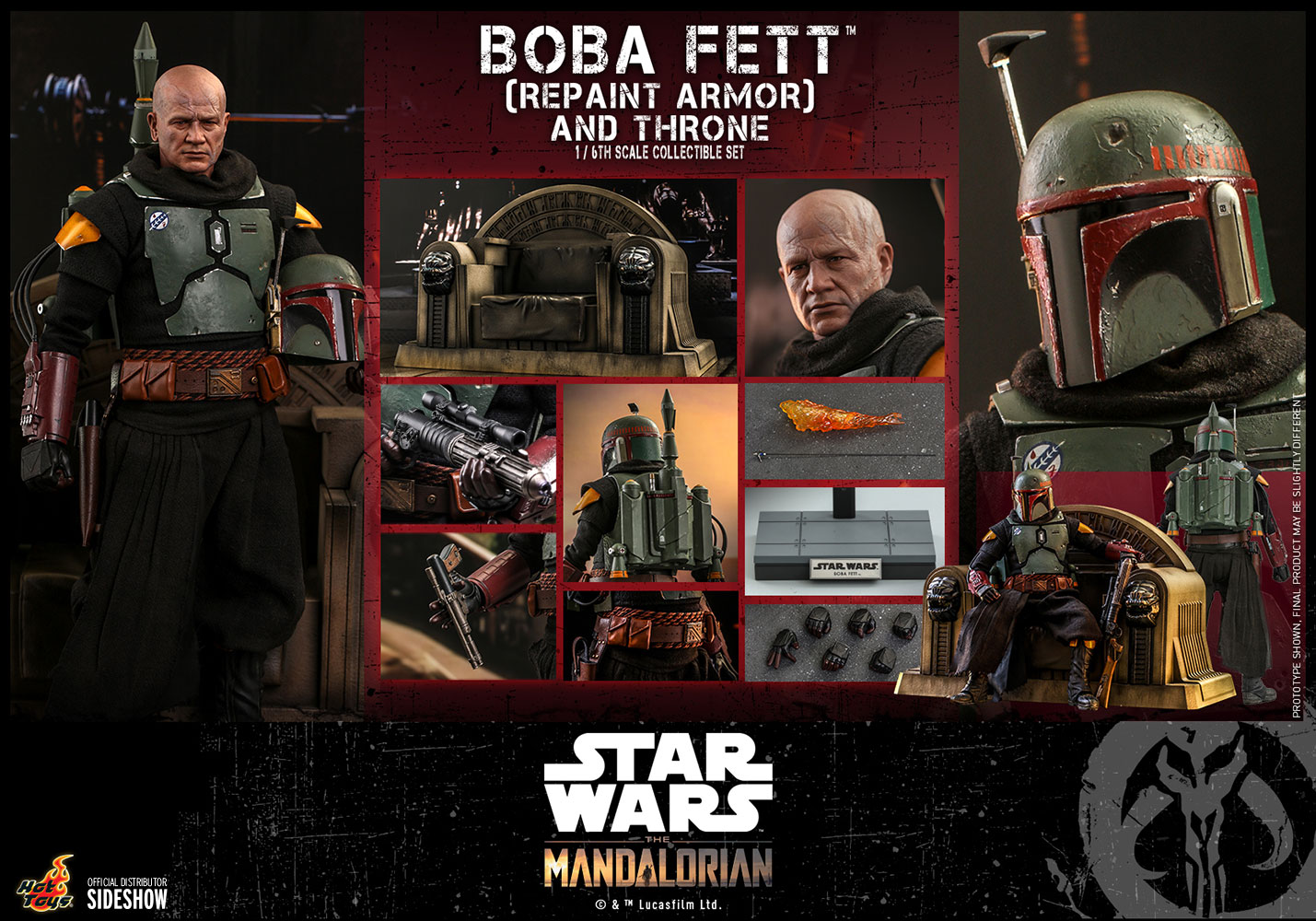 Boba Fett (Repaint Armor) And Throne Sixth Scale Figure Set