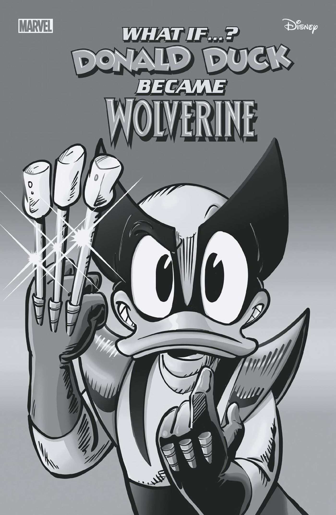 Marvel & Disney What If...? Donald Duck Became Wolverine #1 Giada Perissinotto Black and White 1 for 100 Incentive Variant