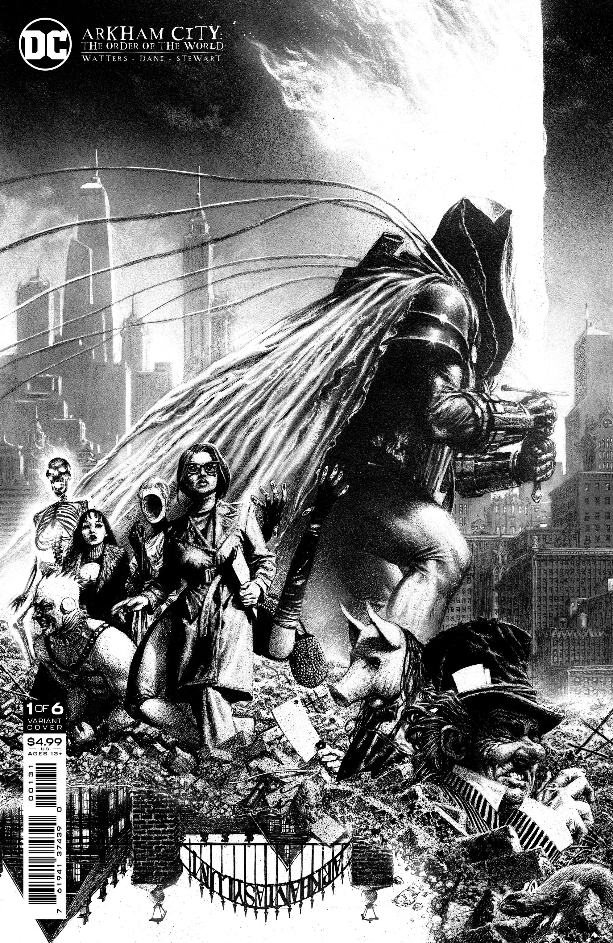Arkham City the Order of the World #1 Cover C Incentive 1 for 25 Steve Beach Black & White Card Stock V (Of 6)