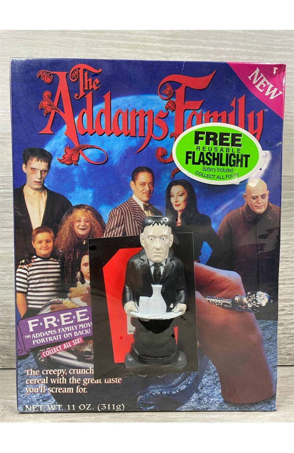 The Addams Family Creepy Crunchy Cereal W/Lurch Flashlight & Movie Portrait