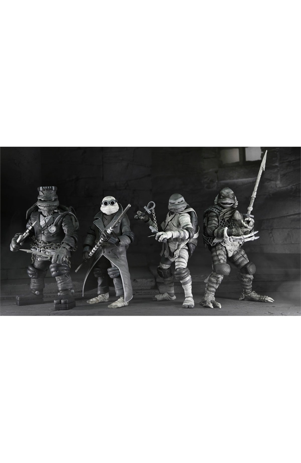 Universal Monsters X Teenage Mutant Ninja Turtles Black & White Action Figure 4-Pack