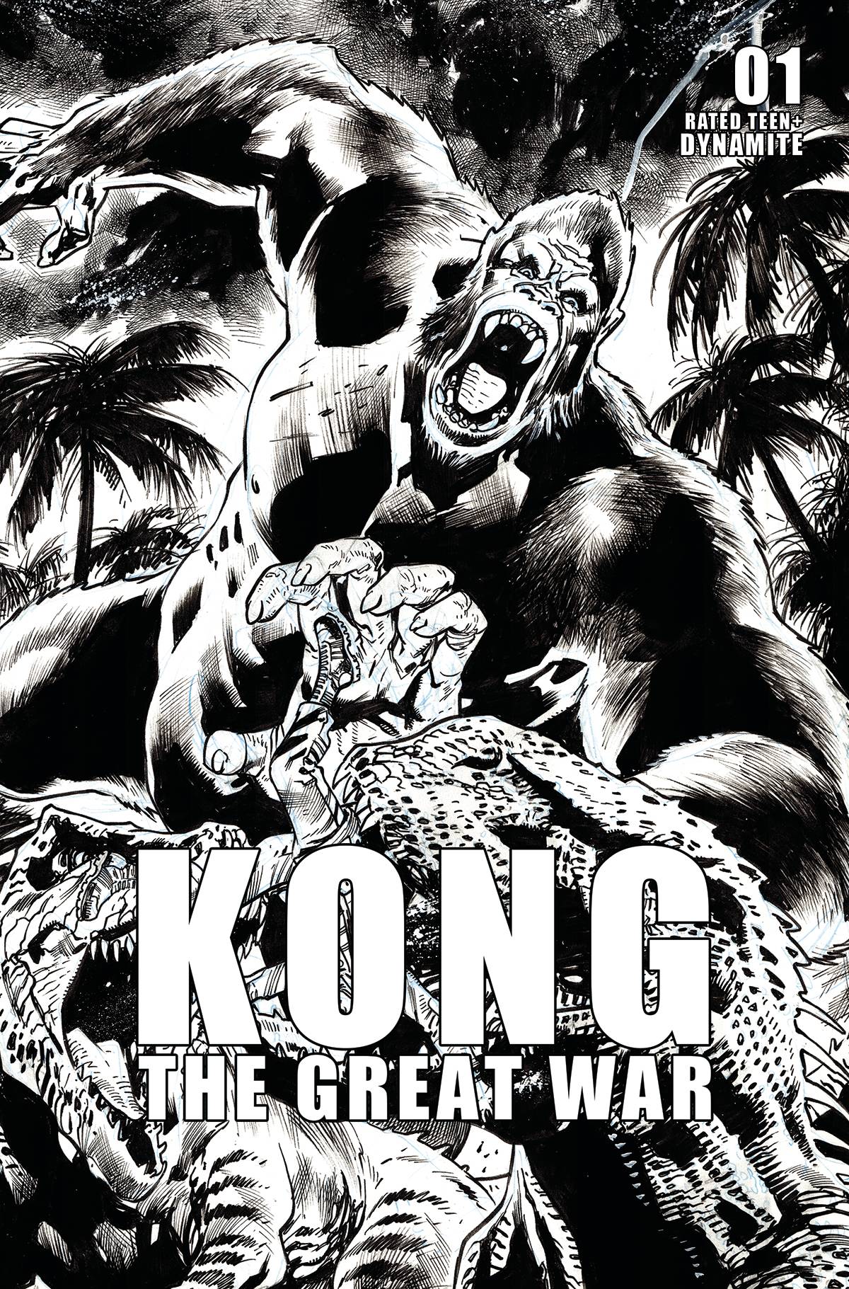 Kong Great War #1 Cover F 1 for 10 Incentive Hitch Black & White