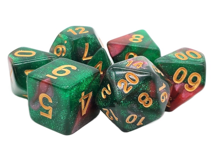 Old School 7 Piece Dnd RPG Dice Set Galaxy - Path of Roses