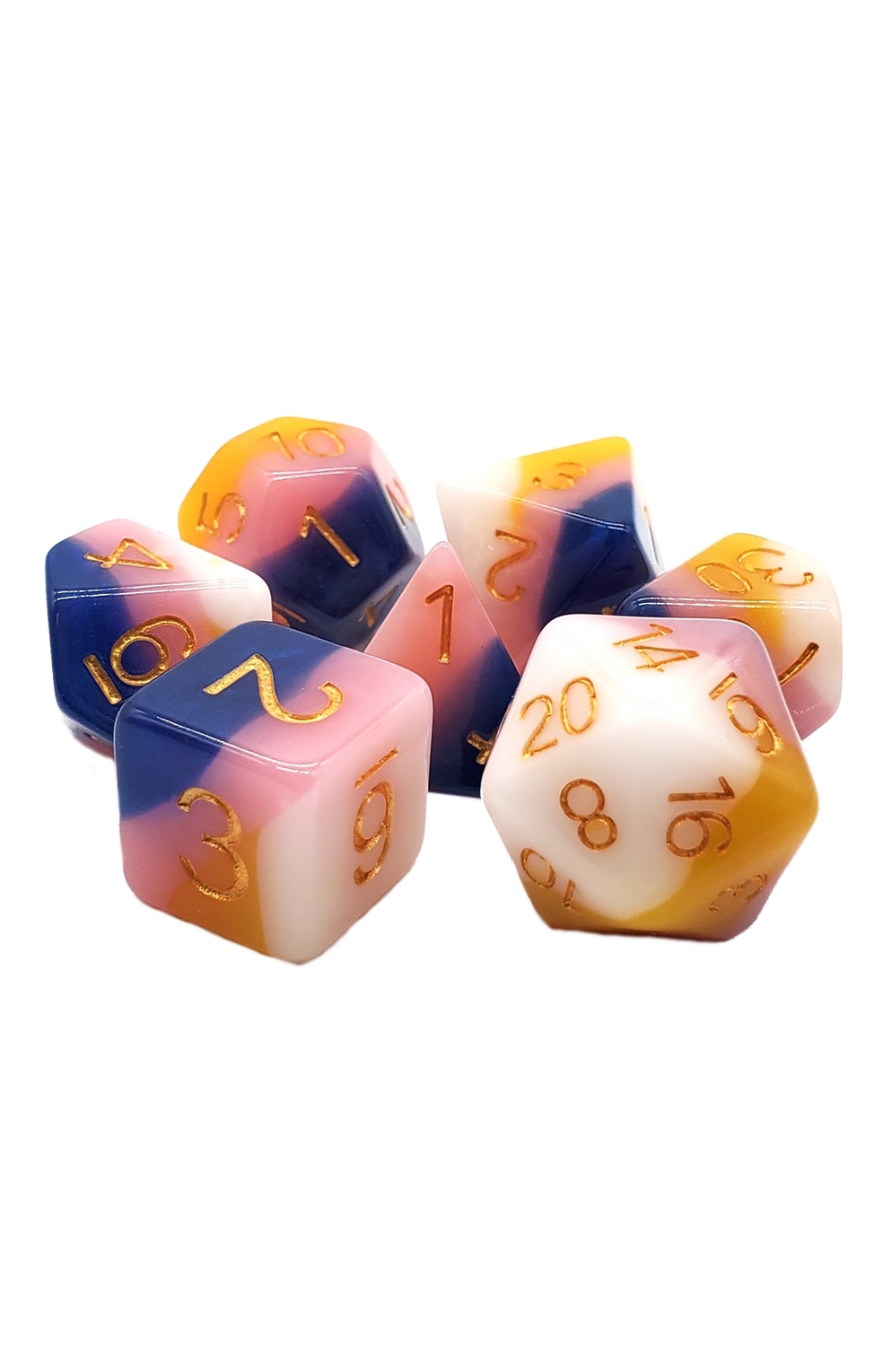 Old School 7 Piece Dnd Rpg Dice Set: Gradients - Boy Or Girl?