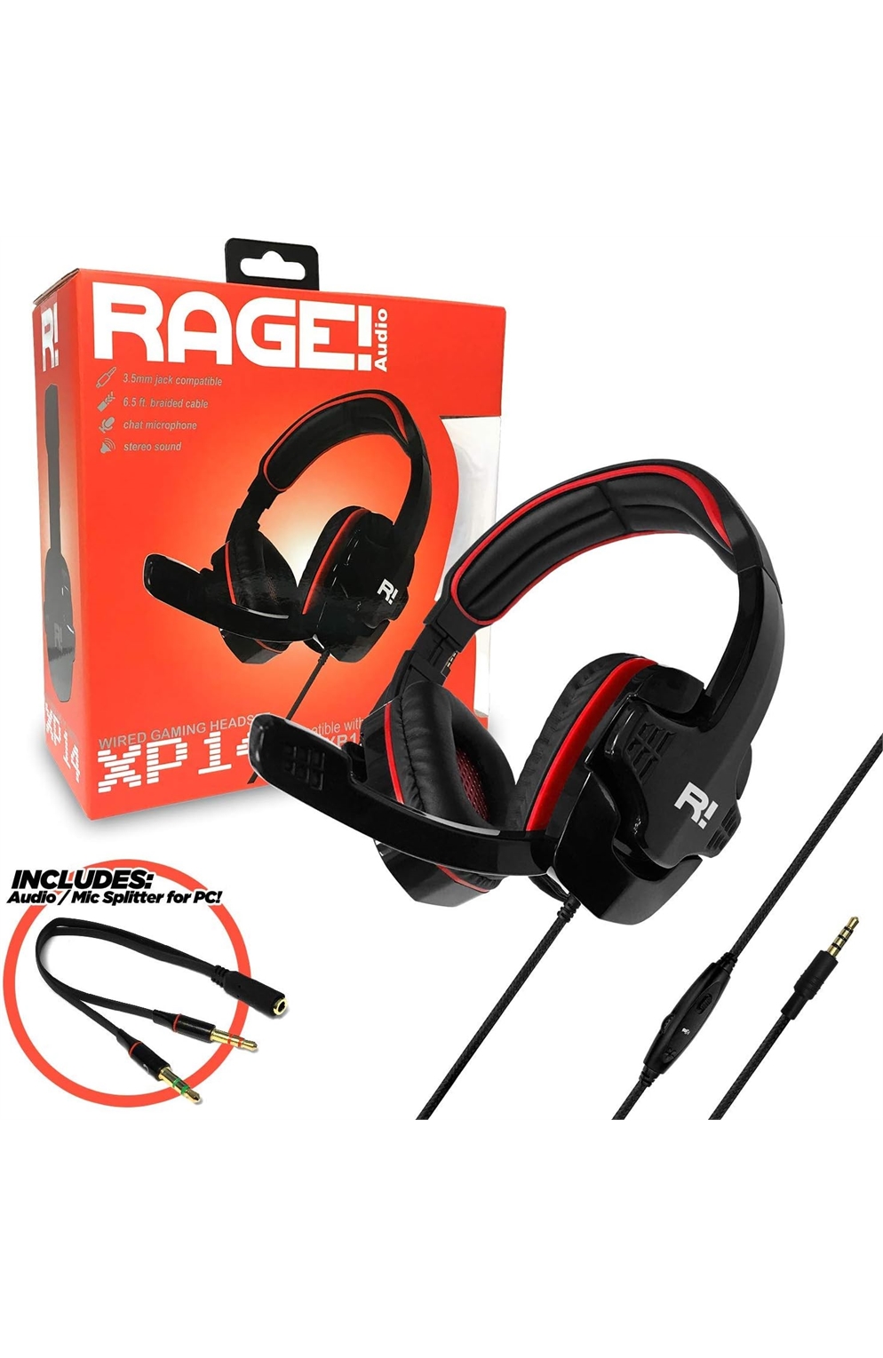 Rage! Xp14 Stereo Gaming Headset With Mic For, Ps4, Xbox One, Switch And Pc - Red