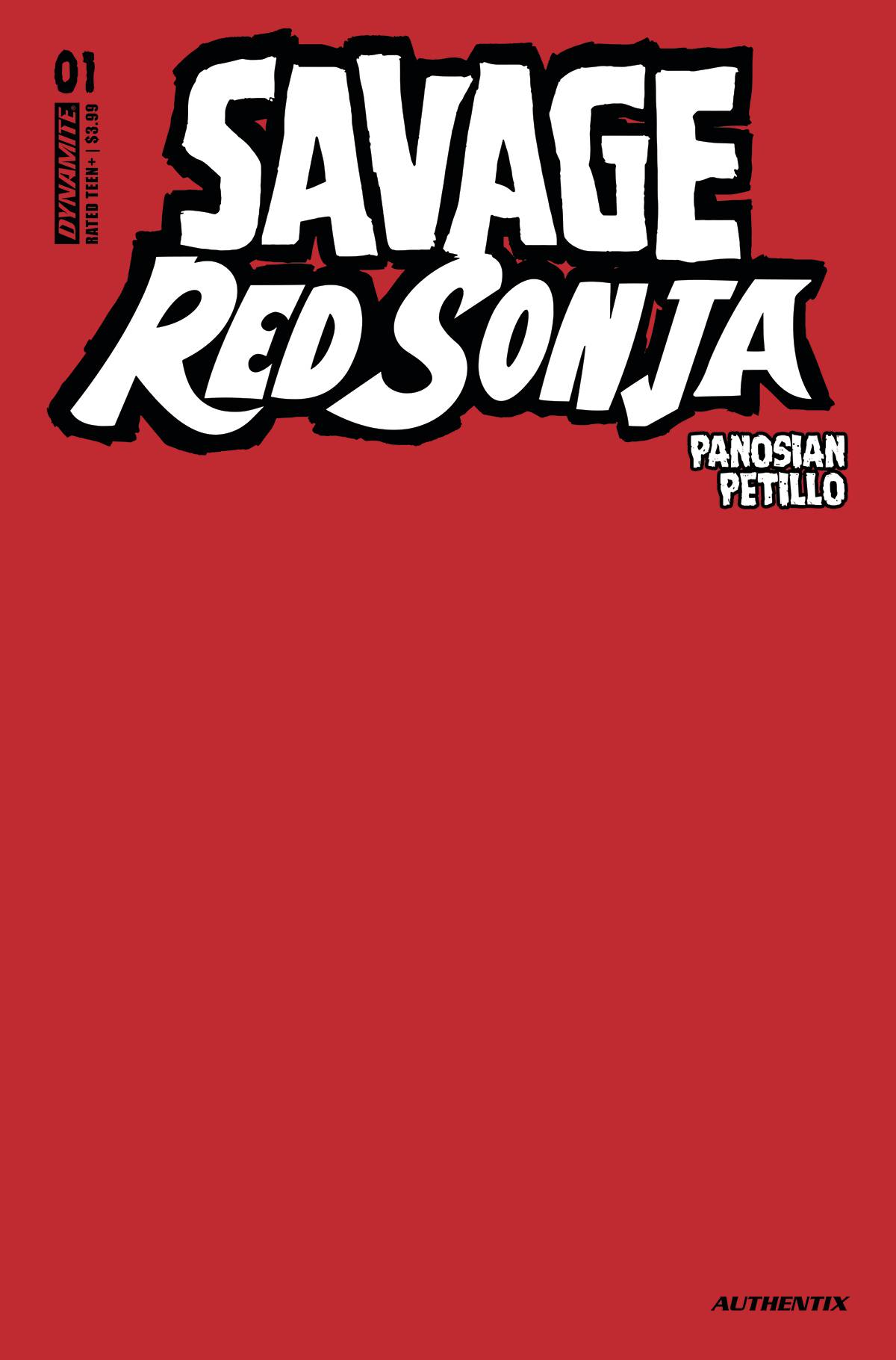 Savage Red Sonja #1 Cover M Last Call Red Blank Authentix