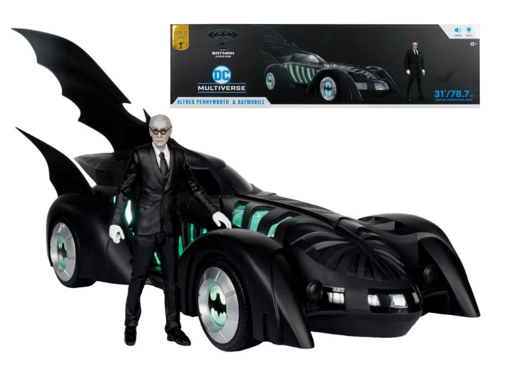 DC Multiverse Batman Forever Batmobile Vehicle And Alfred Pennyworth 7-Inch Scale Action Figure