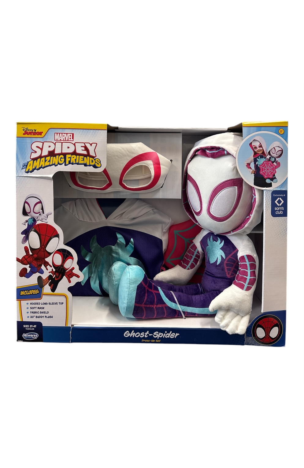 Spidey And His Amazing Friends Toddler Costume W/ Plush Dress Up 3T-4T Ghost Spider