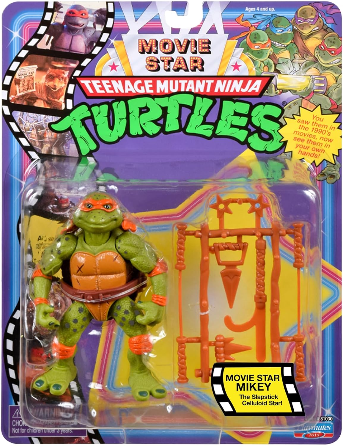 Teenage Mutant Ninja Turtles Classic 1991 Movie Star Turtle Michelangelo in Special Movie Styling Pa