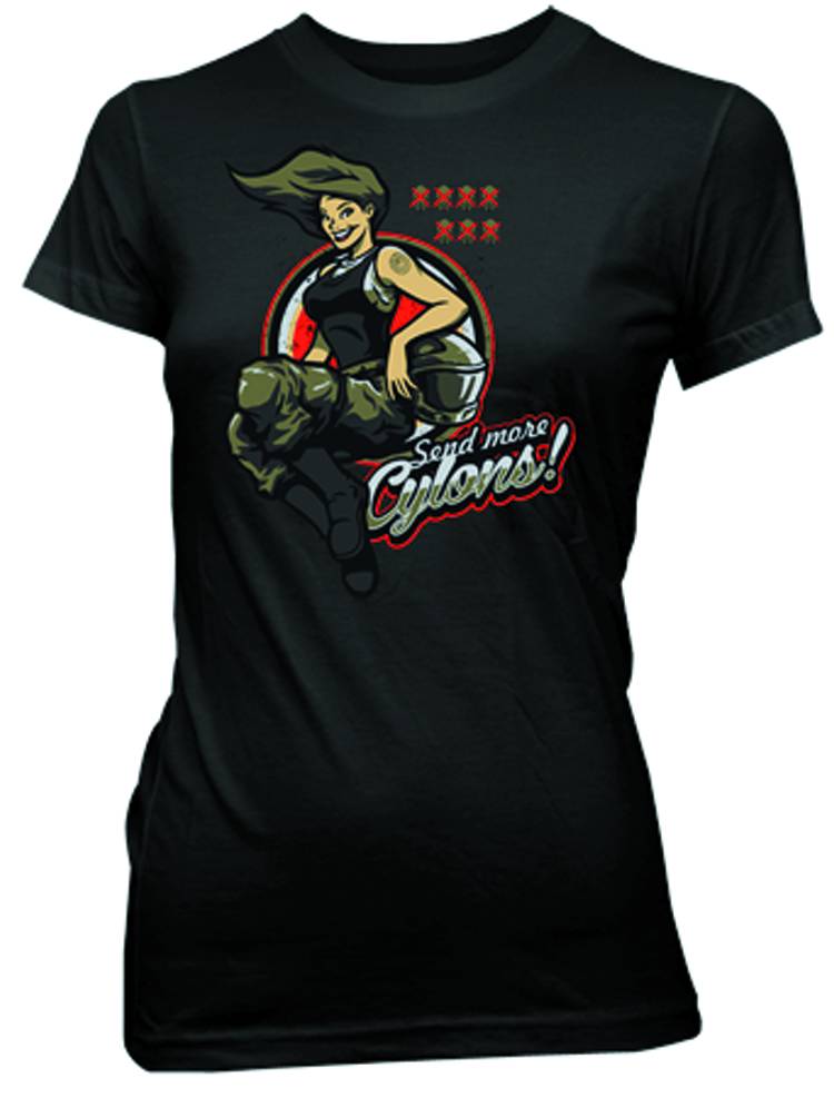 BSG Send More Cylons Jrs T-Shirt Small