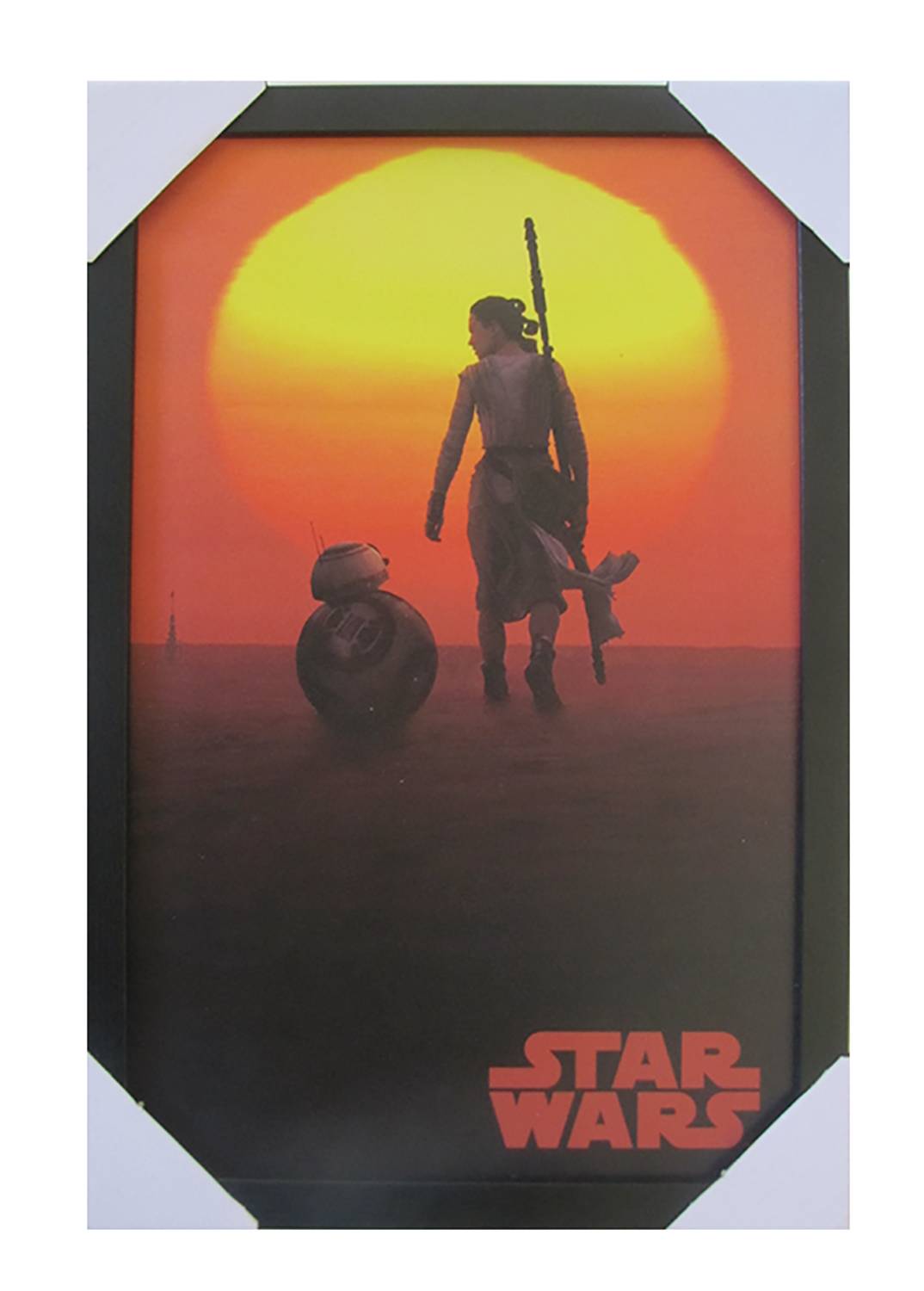 Star Wars Bb8 And Rey Sunset 11x17 Framed Print