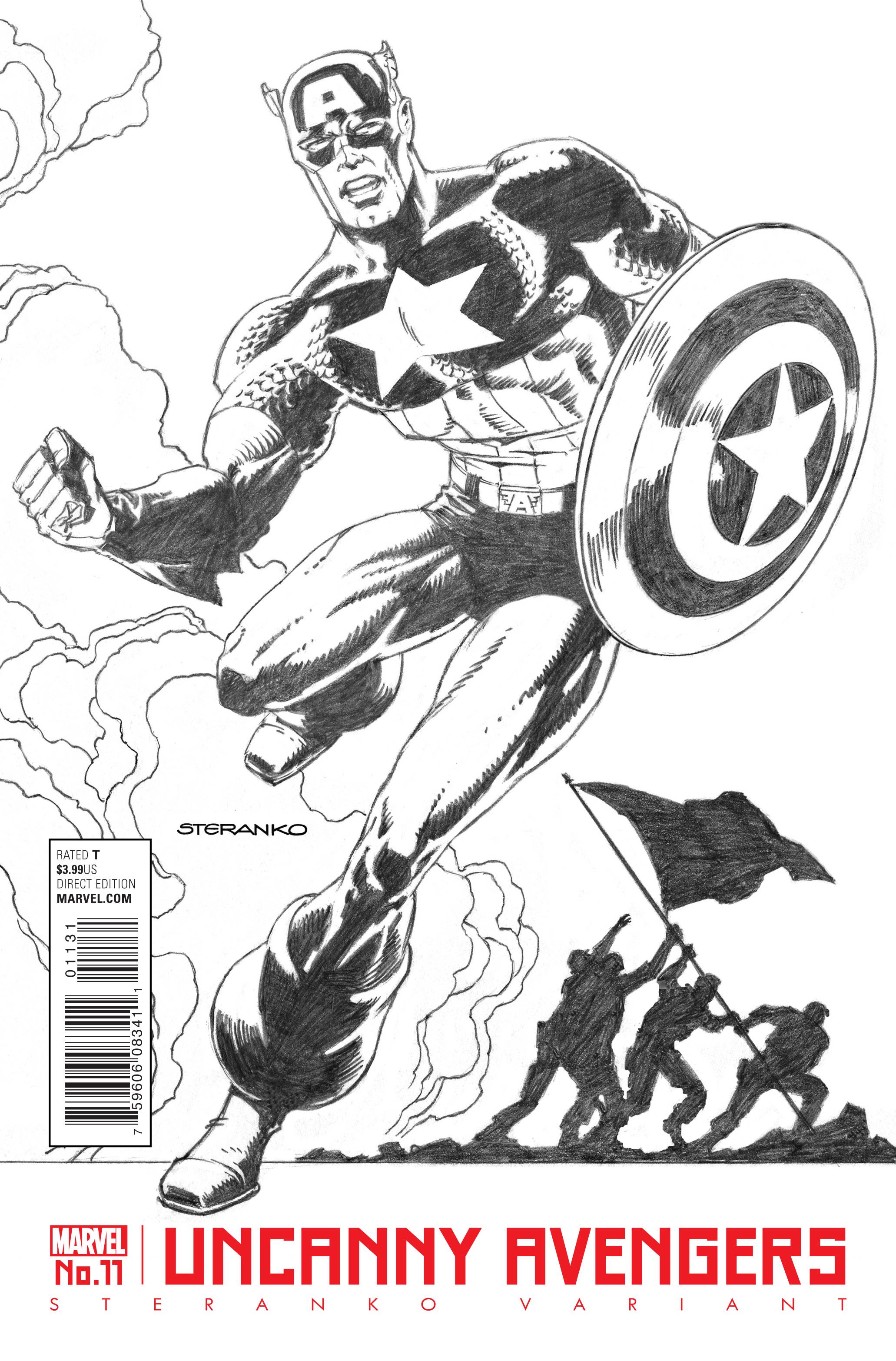 Uncanny Avengers #11 (Sternako Captain America Black And White Variant) (2015)