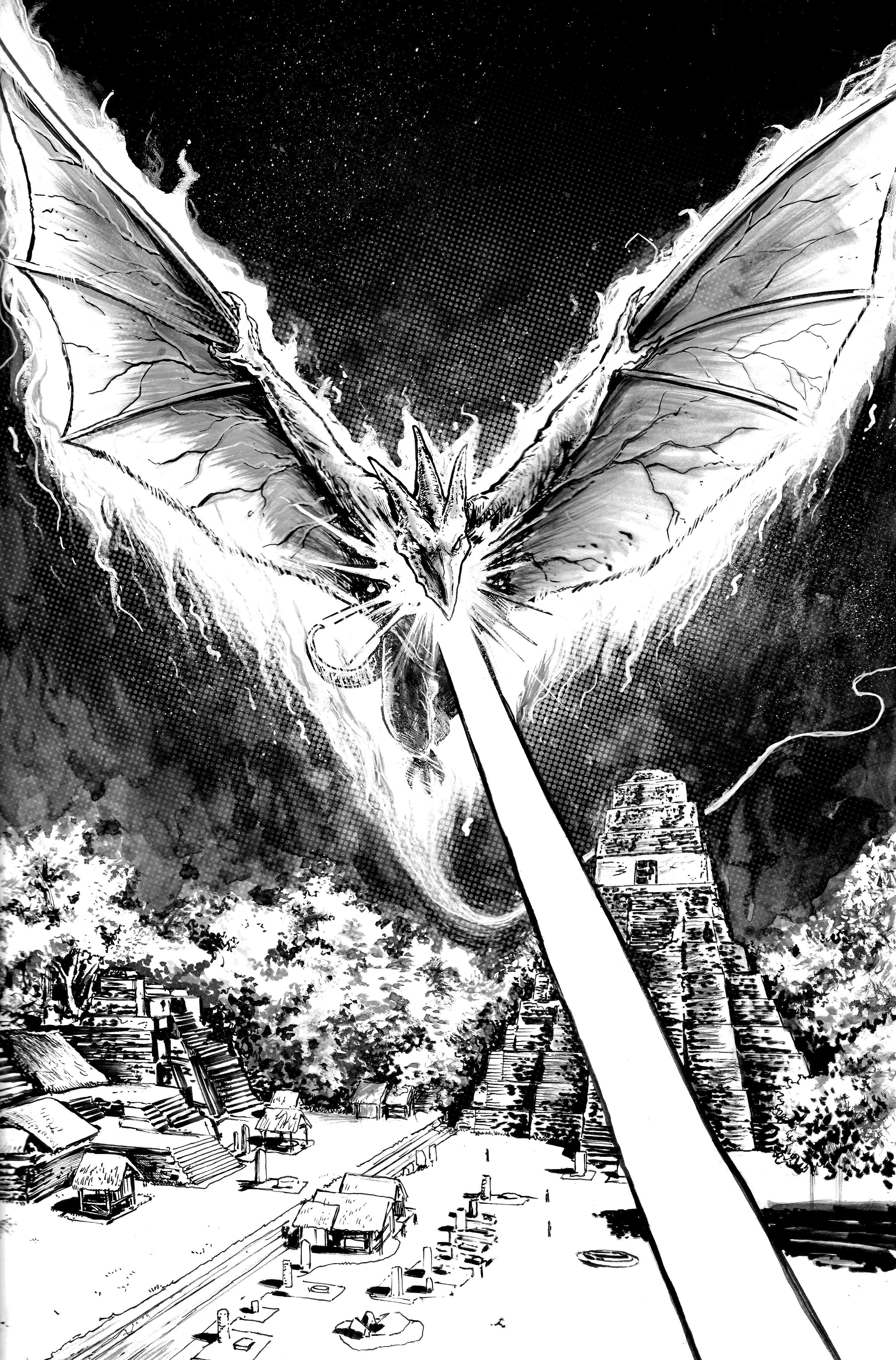 Godzilla: Here There Be Dragons II--Sons of Giants #4 Cover Smith Black & White Full Art 1 for 10 Variant