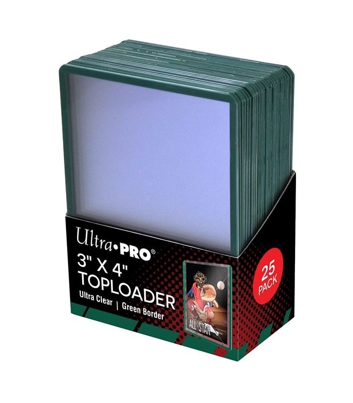 Ultra Pro 3x4 Clear Top Loader Green Border (Pack)
