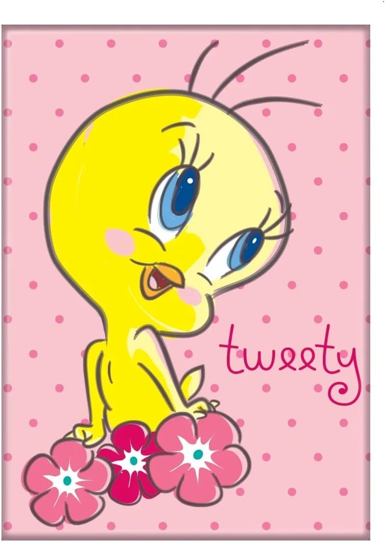 Looney Tunes Tweety On Pink W/ Flowers Magnet