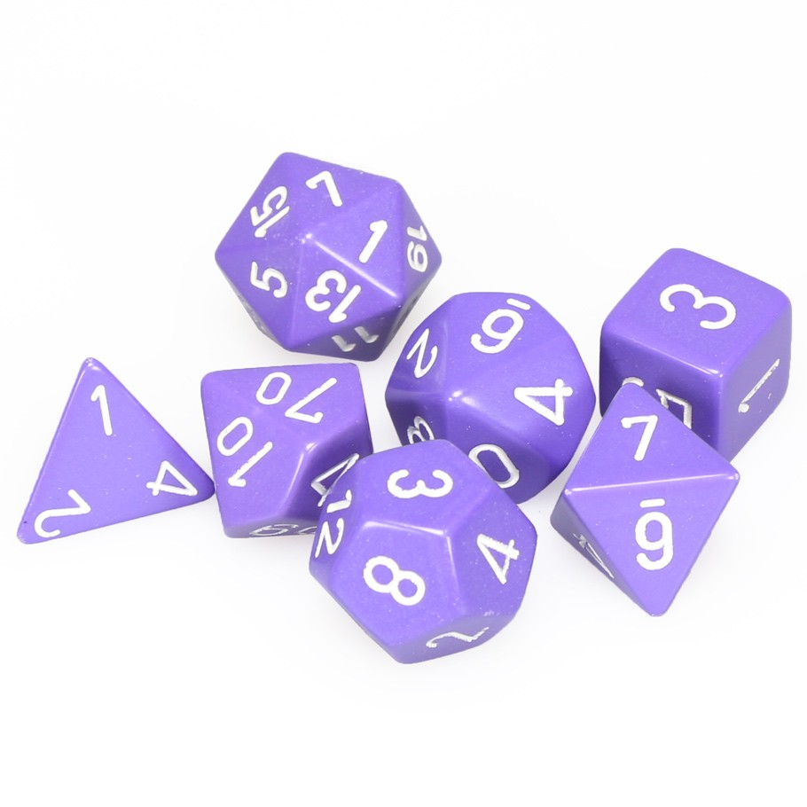 Chessex Opaque Purple with White Numerals 7 Die Set