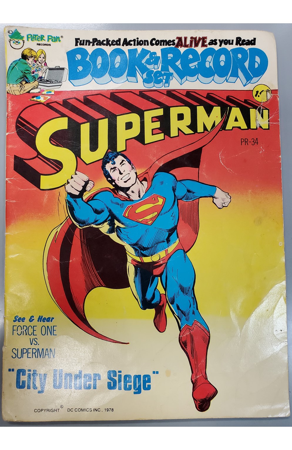 Superman Book & Record #Pr-34 (Power Records 1978) Record Included