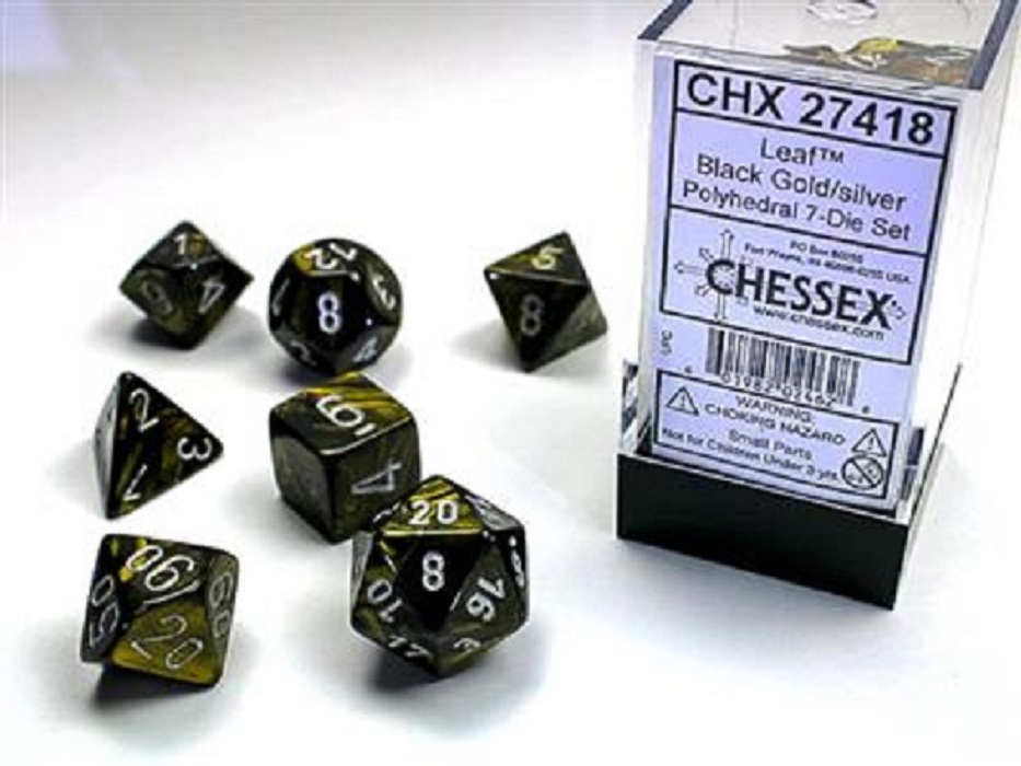 DICE 7-set: CHX27418 Leaf Black Gold Silver (7)