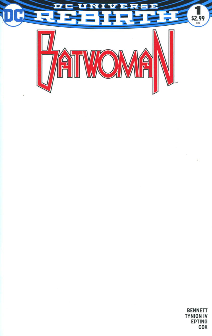 Batwoman #1 Blank Variant Edition