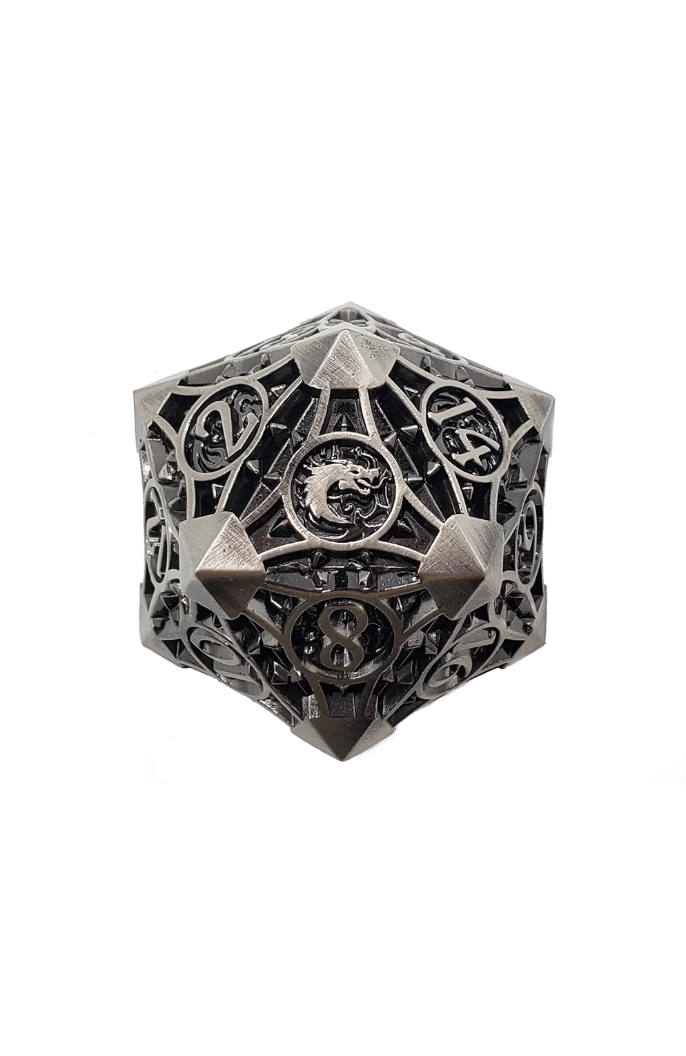Old School 40Mm D20 Metal Die: Gnome Forged: Ancient Silver