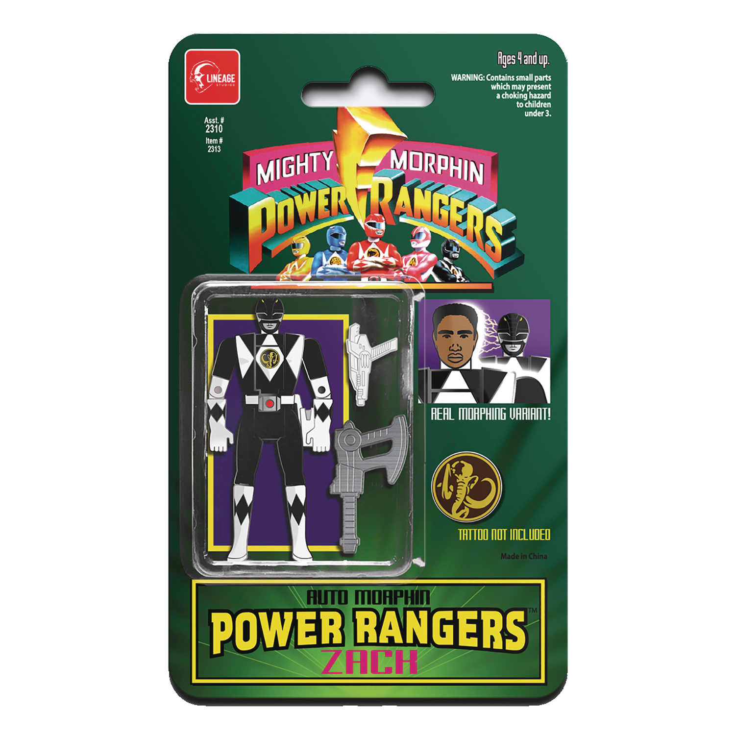 Power Rangers Auto Morphin Black Ranger Zack Enamel Pin