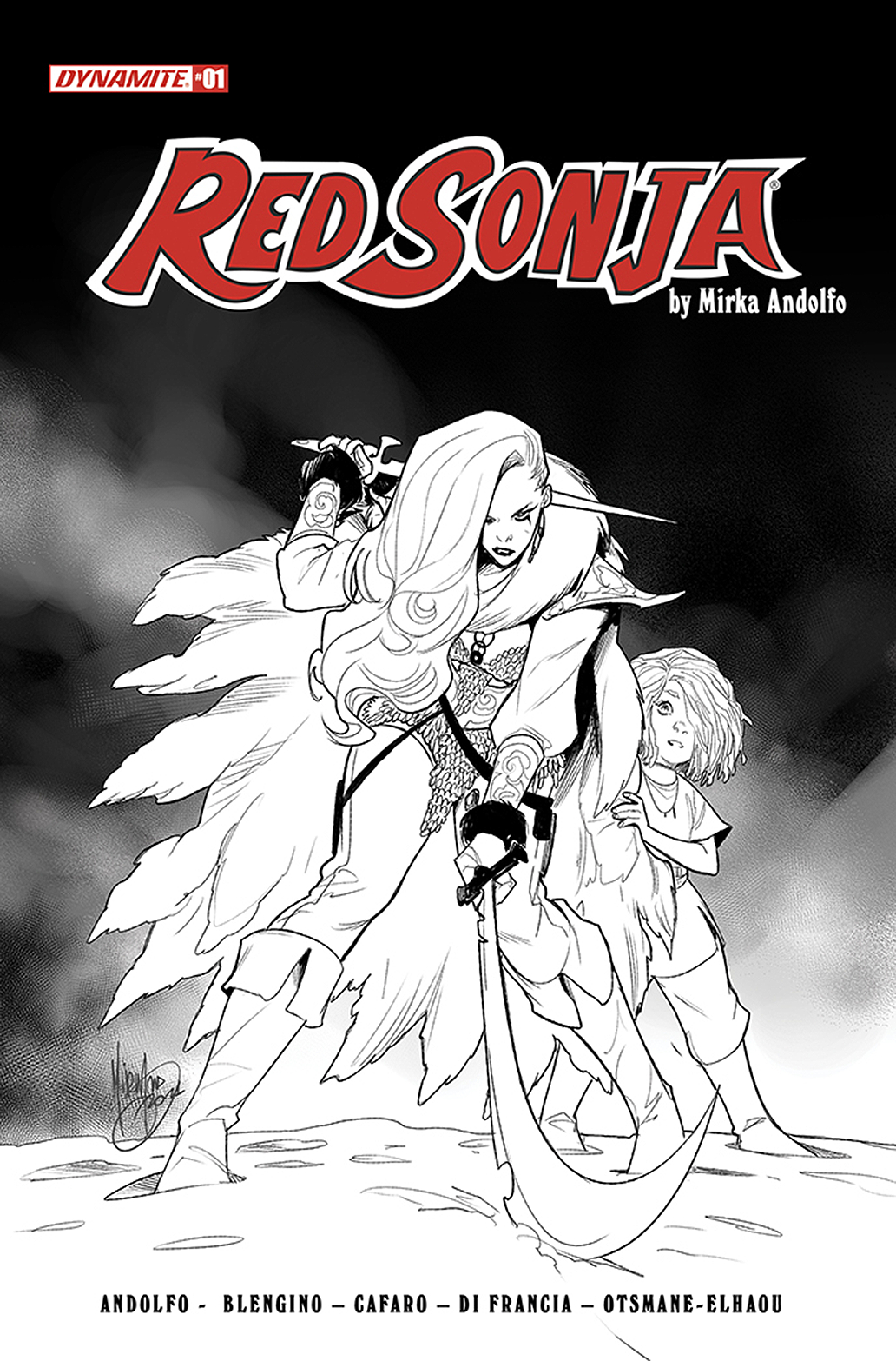 Red Sonja #1 Cover H 1 for 15 Incentive Andolfo Black & White (2021)