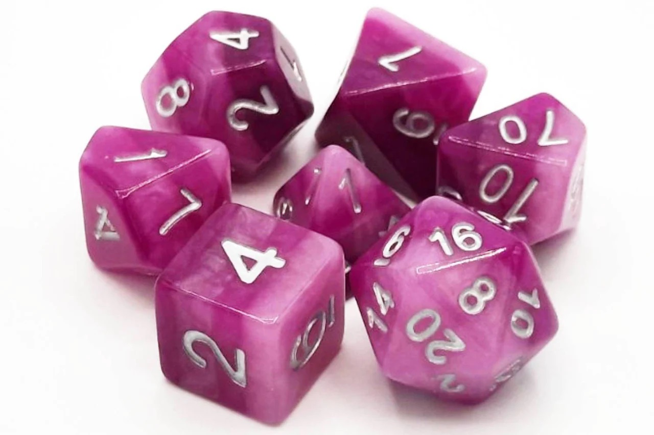 Old School 7 Piece Dnd RPG Dice Set Gradients - Shades of Violet