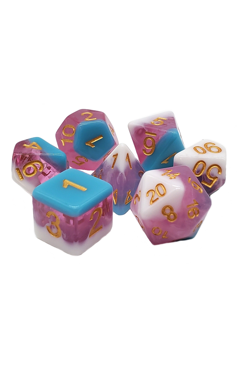 Old School 7 Piece Dnd Rpg Dice Set: Gradients - Ice Cream Float