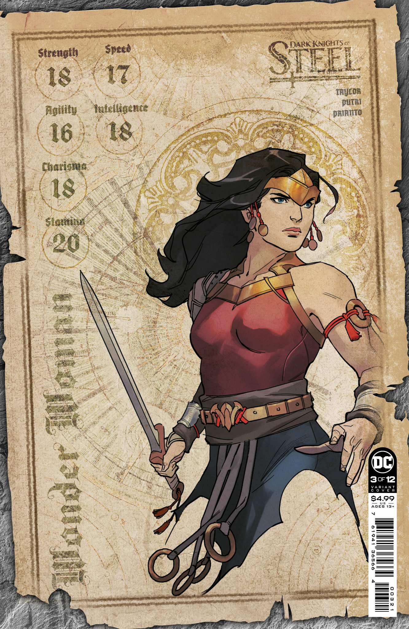 Dark Knights of Steel #3 (Of 12) Cover C Incentive 1 For 25 Yasmine Putri Character Sheet Card Stock Variant