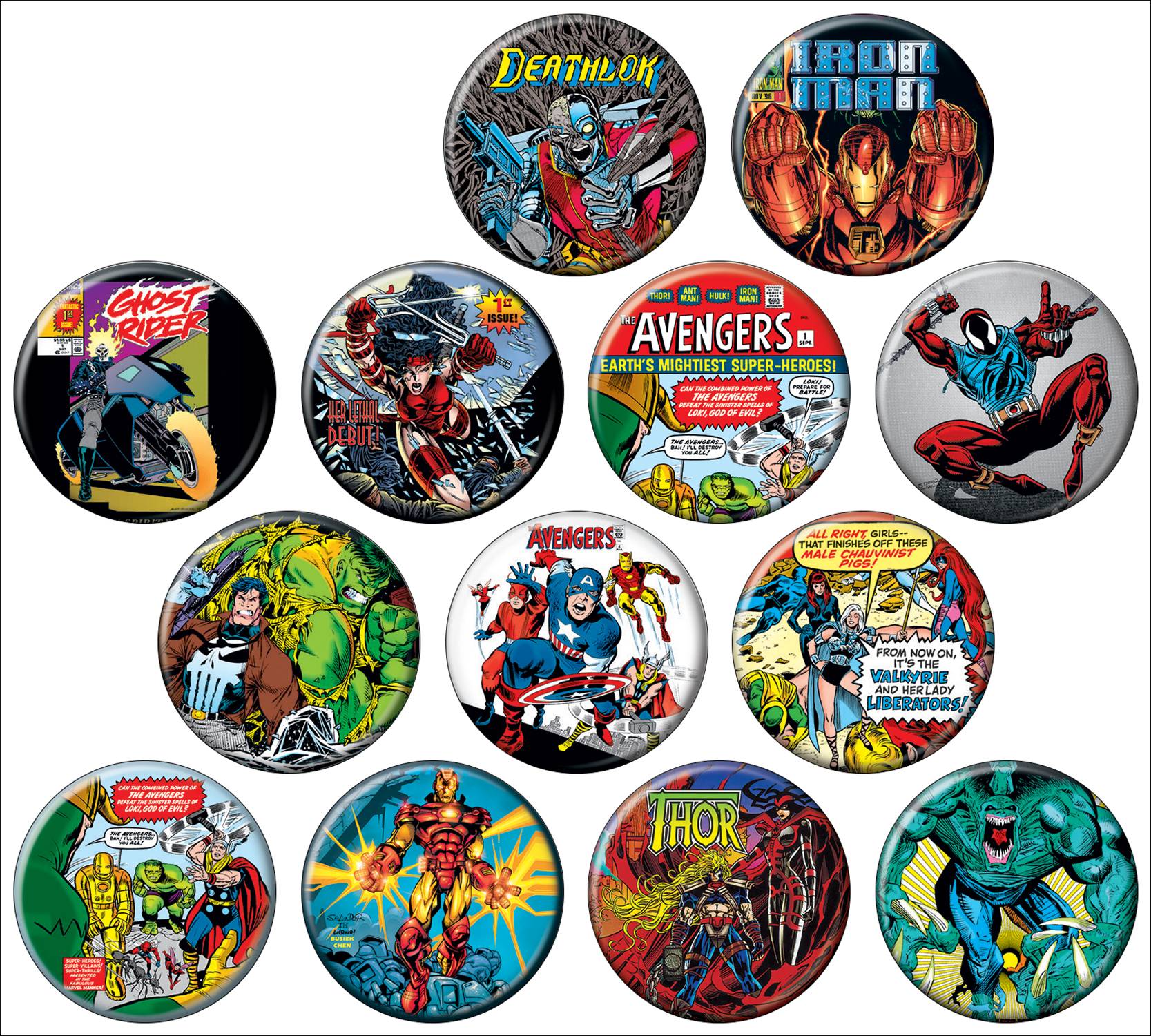 Marvel 80th Covers 144 Piece Button Display