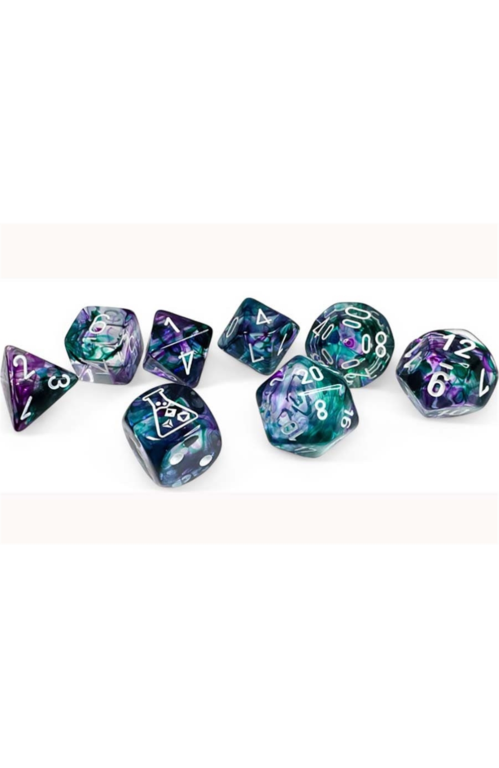 Chessex Lab Dice Series 8: Nebula Fluorite With White Numbers (7Ct)