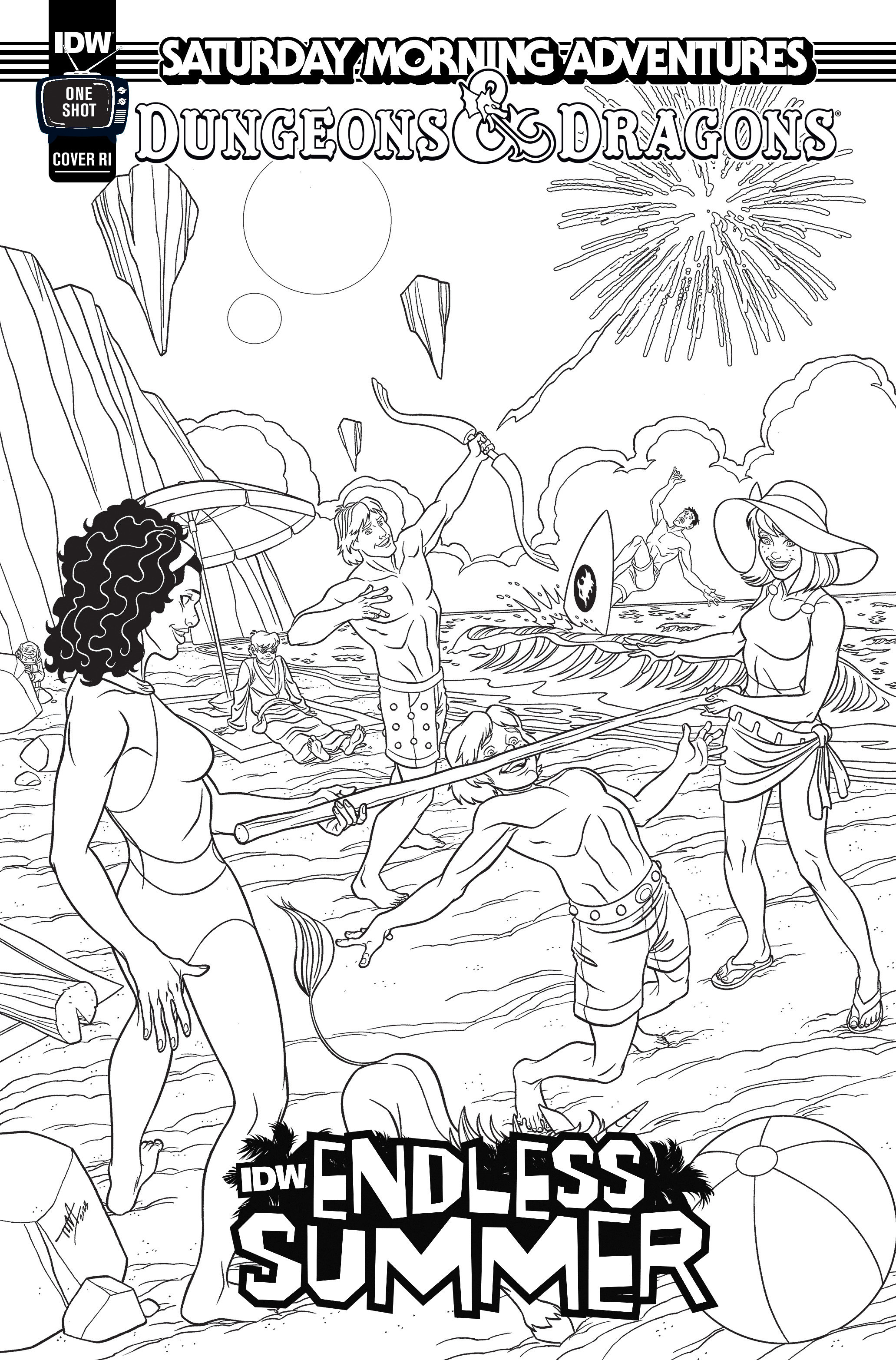 IDW Endless Summer—Dungeons & Dragons Saturday Morning Adventures Cover Retailer Incentive Coloring Book 1 For 10 Variant