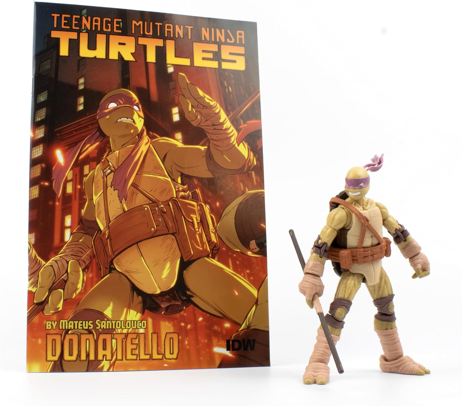 Teenage Mutant Ninja Turtles Donatello V2 Idw Comic Book & Bst Axn 5in Action Figure