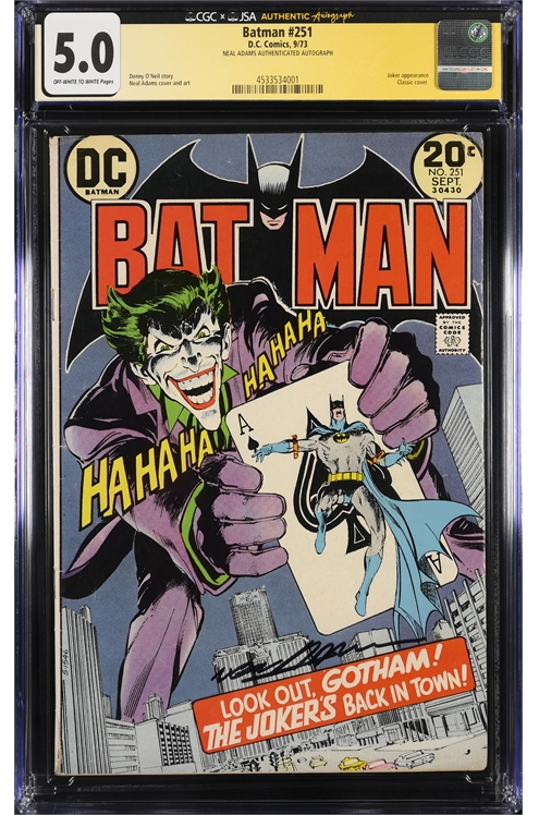 Batman #251 Cgc JSA 5.0 Neal Adams Authenticated Autograph DC Comics 1973