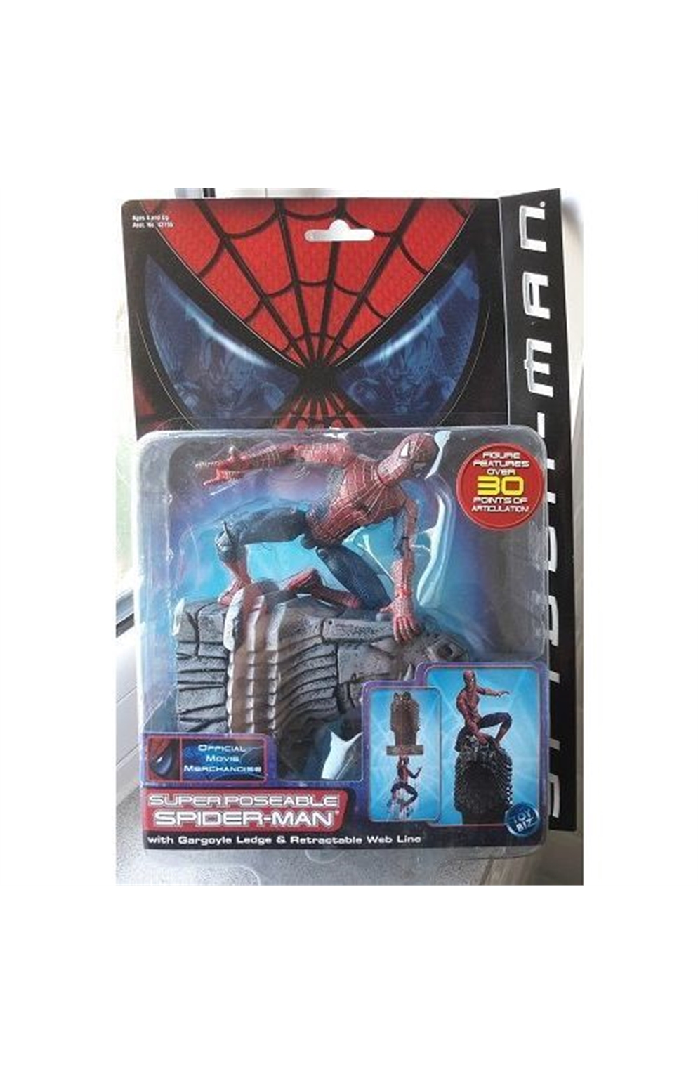 Toy Biz 2002 Spider-Man Movie Super Poseable Spider-Man With Gargoyle