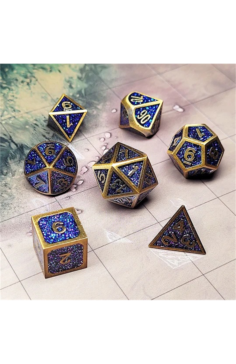 Bardic Blue Set of 7 Metal Dice