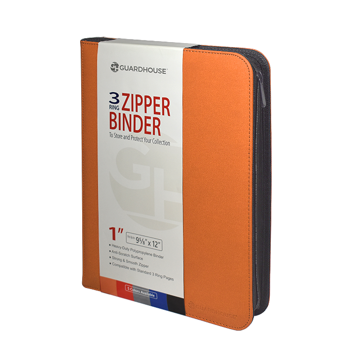 Zipper Binder With 3 Ring Clip - Orange