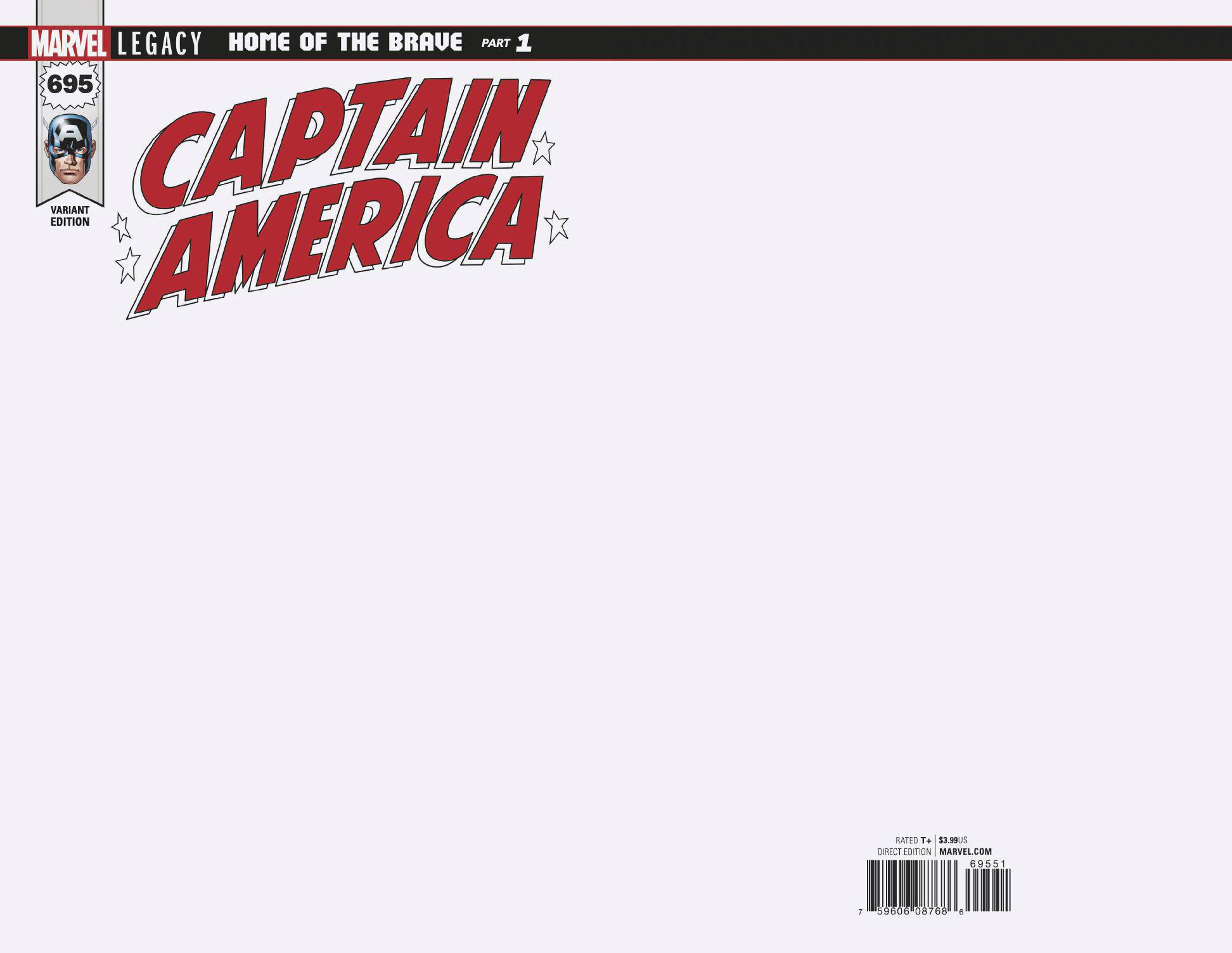 Captain America #695 Blank Variant Legacy (2018)