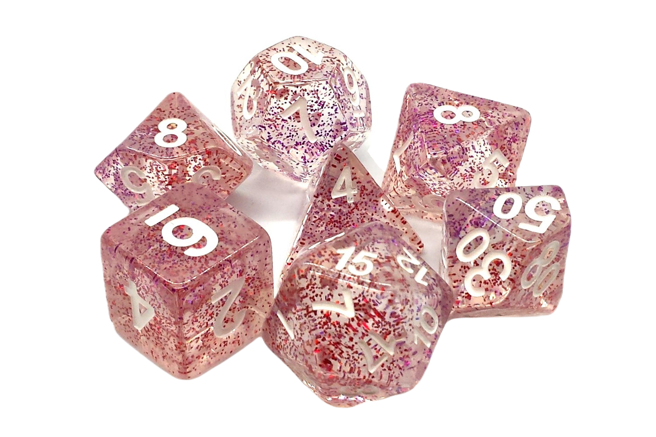 Old School 7 Piece Dnd RPG Dice Set Particles - Array of Stars