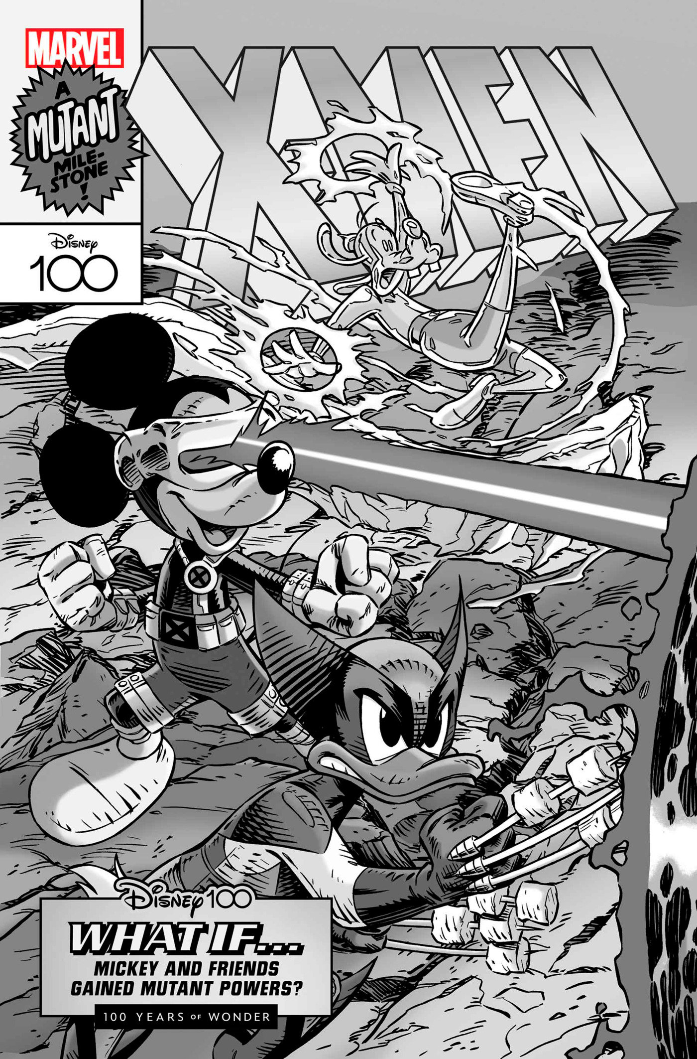 Amazing Spider-Man #39 Vitale Mangiatordi Disney100 X-Men Black And White Variant (Gang War) 1 for 100 Incentive